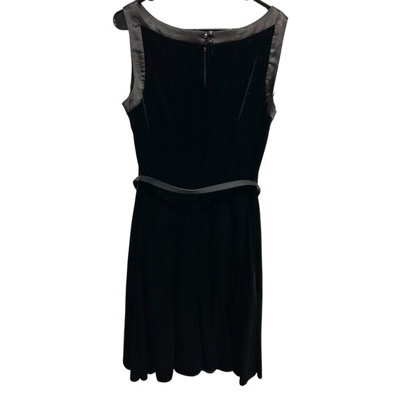 Sandra Darren Womens Black Sleeveless Velvet Dress Belted Size 12 - Picture 2 of 8